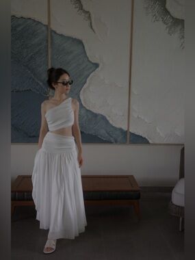 White One-Shoulder Chiffon Maxi Dress